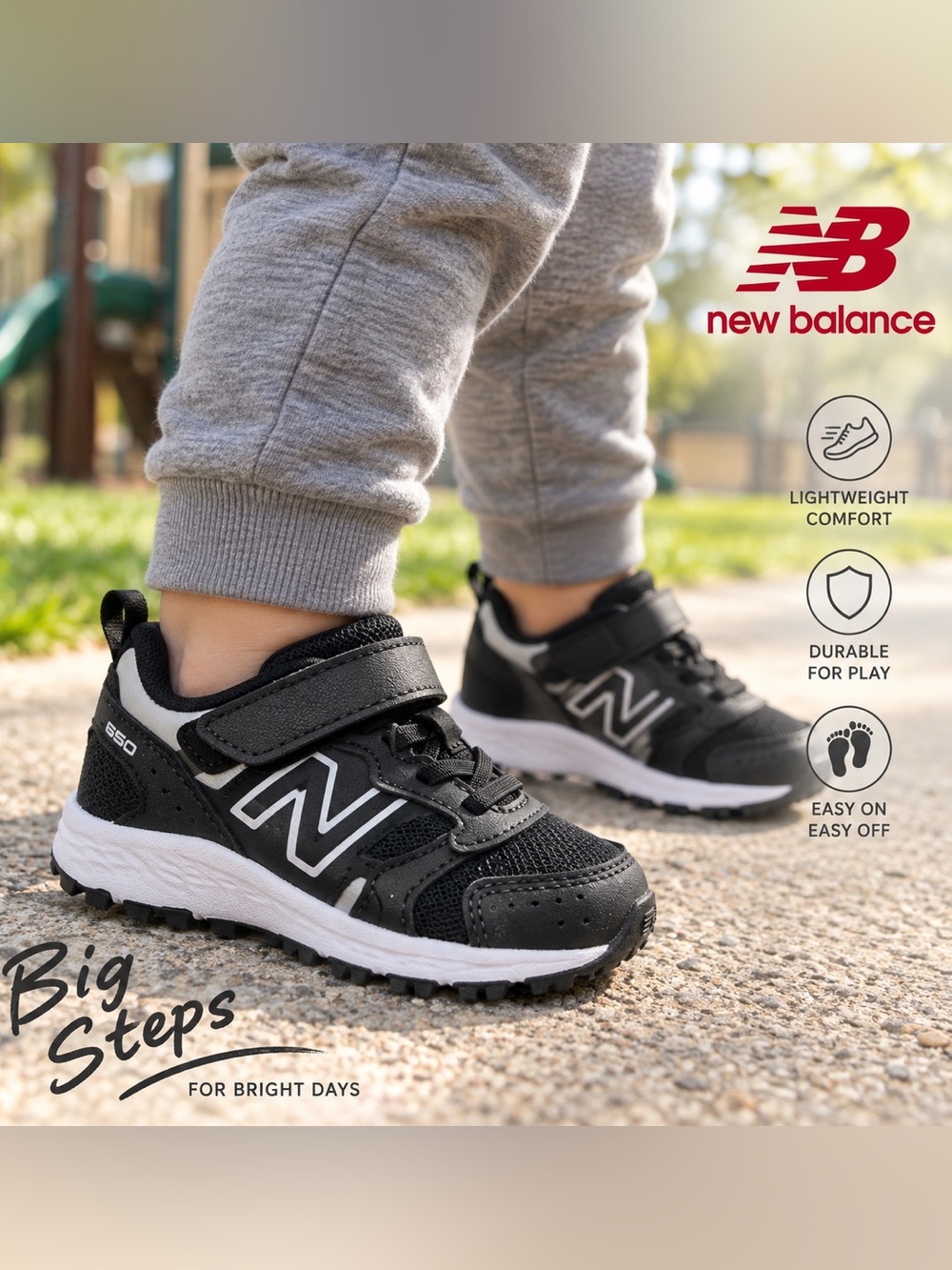 New Balance Fresh Foam 650 Toddler Shoes Black Silver Size 5M NIB